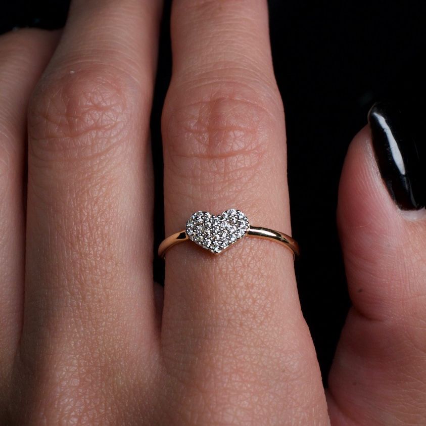 14K Diamond Heart Ring