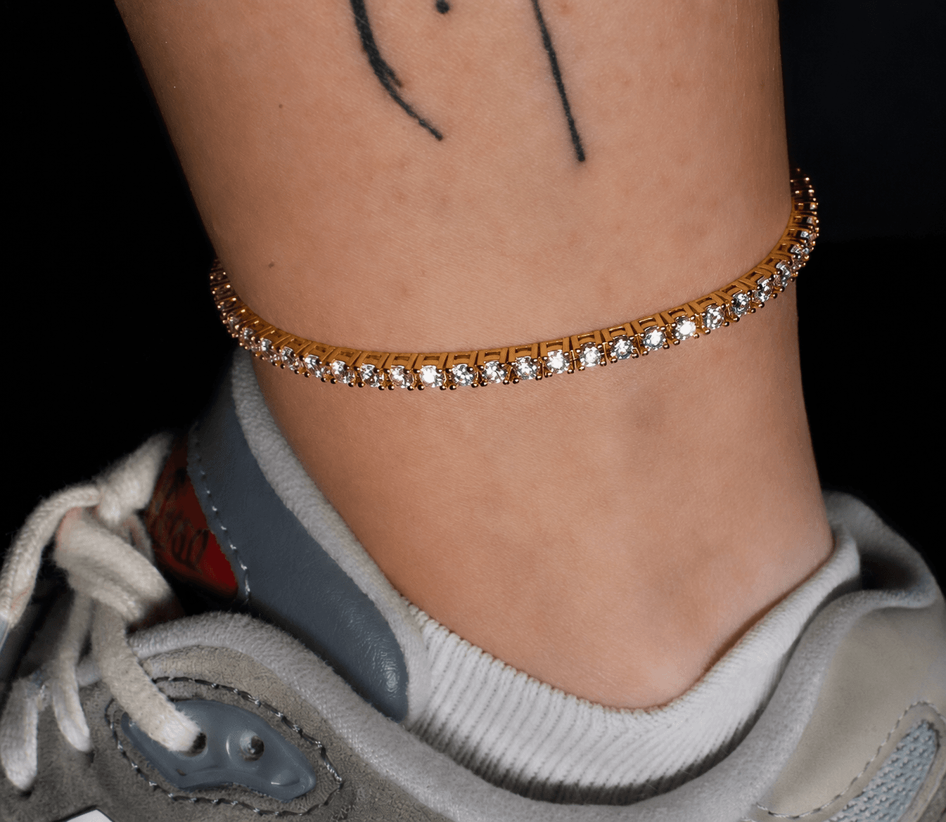 14k 10 Pointer Tennis Anklet