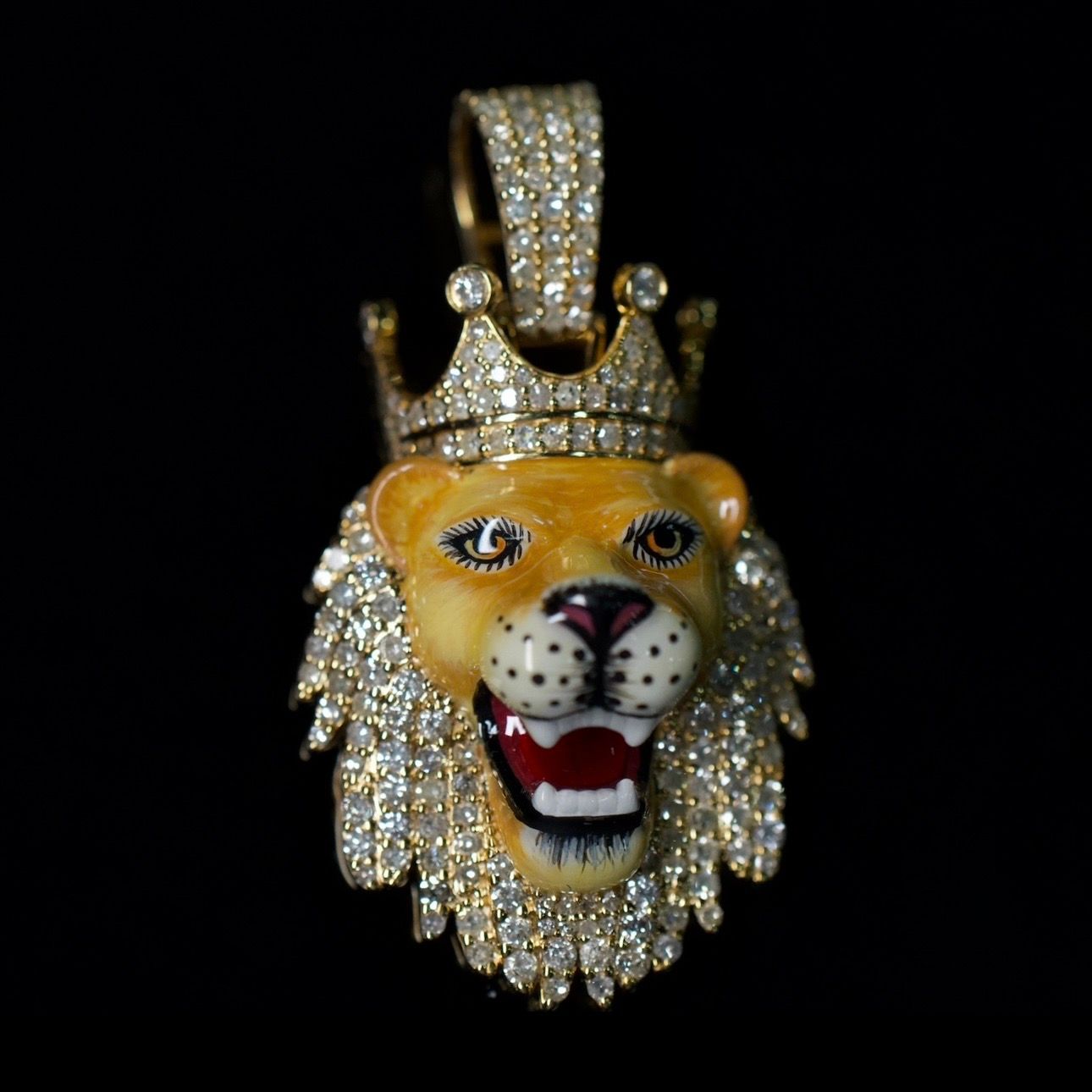 14K Natural Diamond Tiger Pendant 1.86ctw