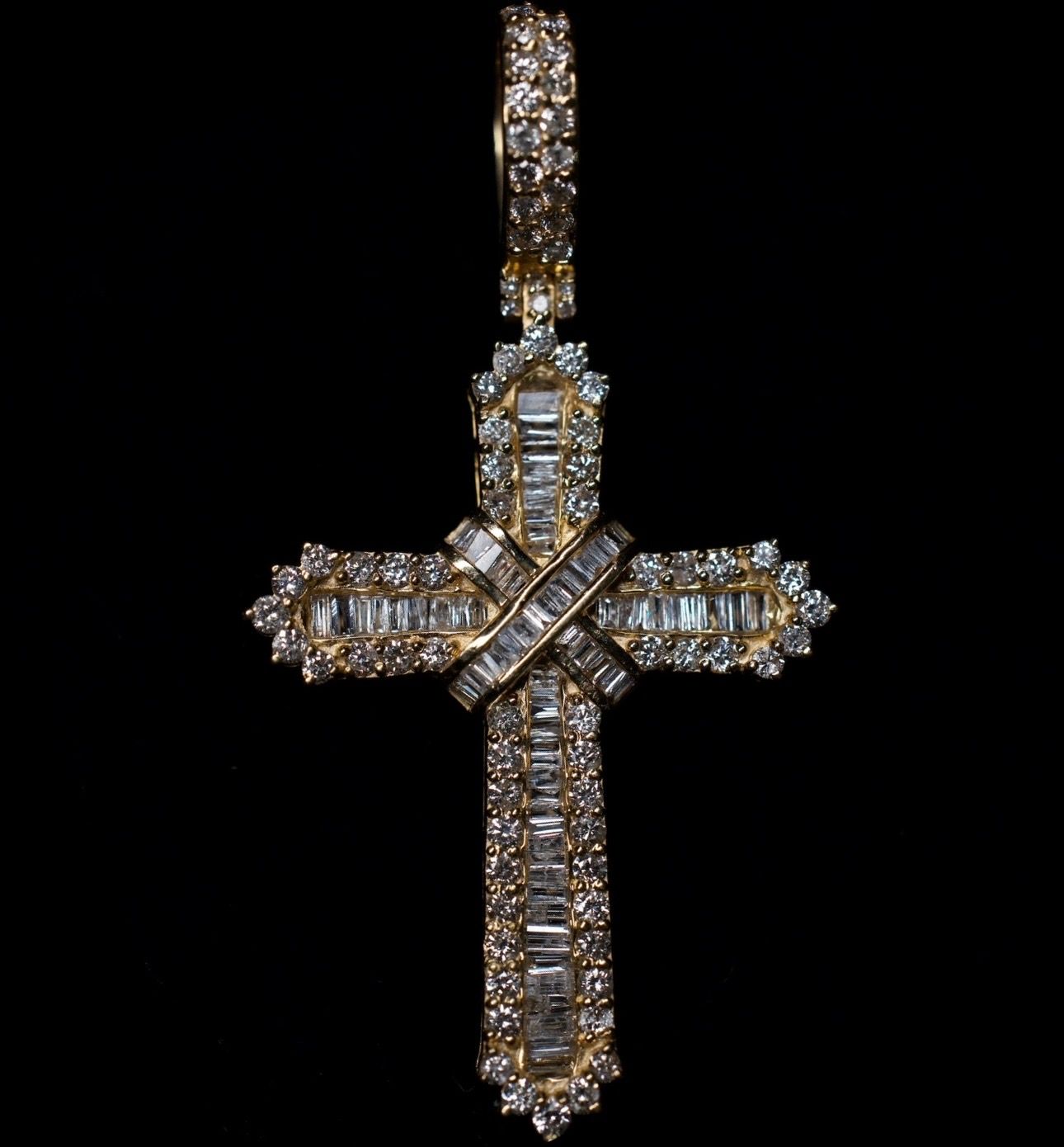 14k Natural Diamond Cross Pendant