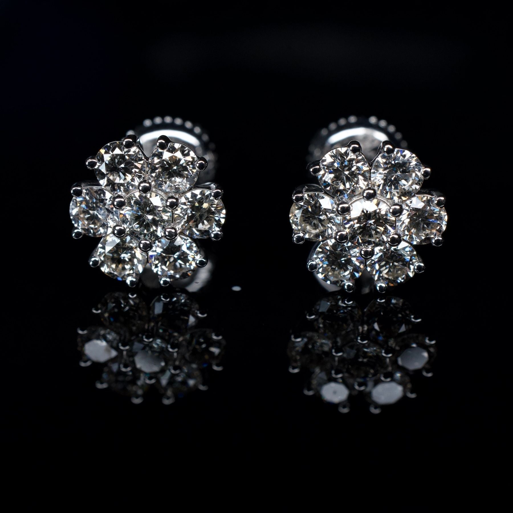 14K Flower Diamond Earrings