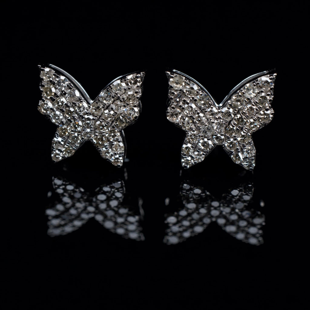 14K Butterfly Diamond Earrings