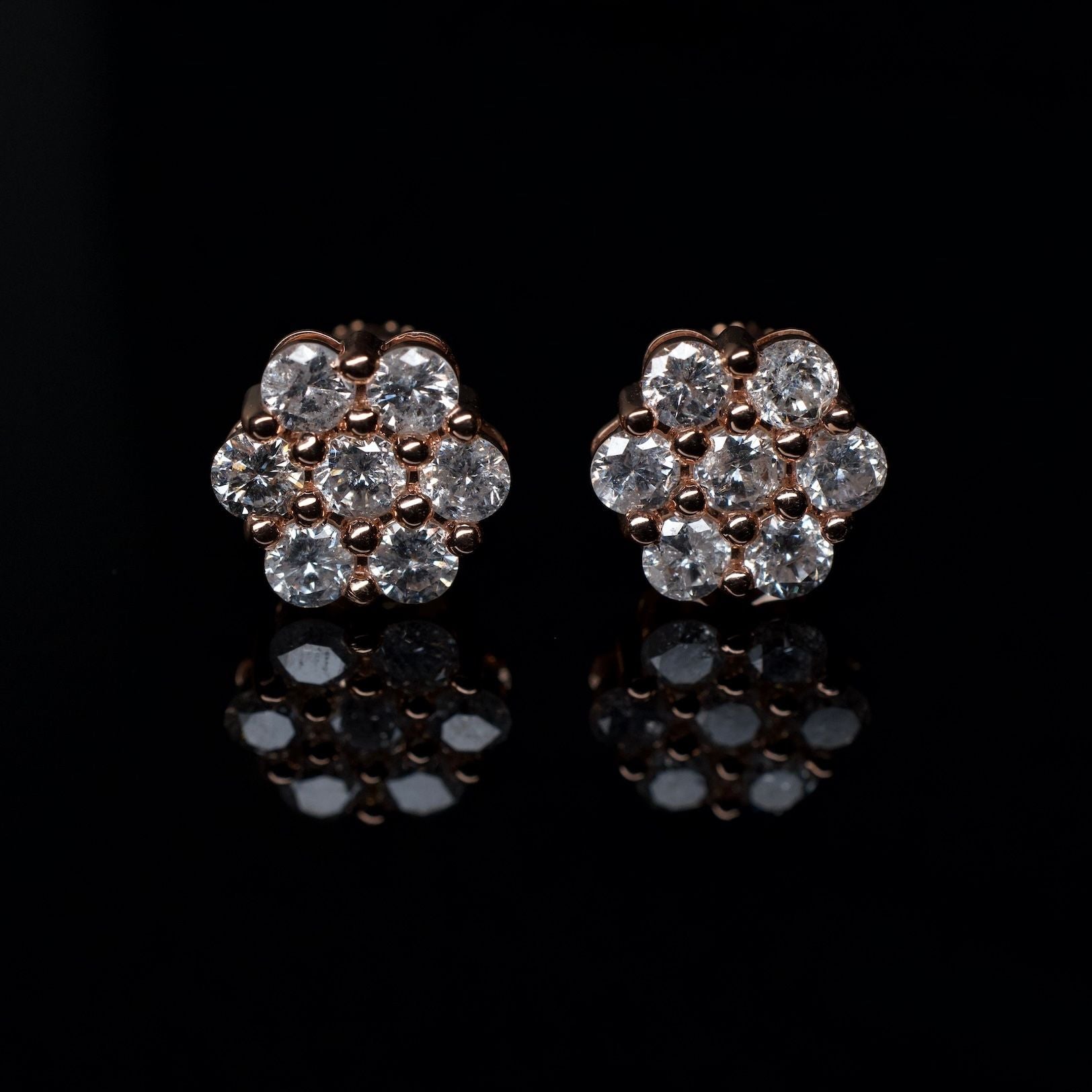 Flower Diamond Earrings 14K