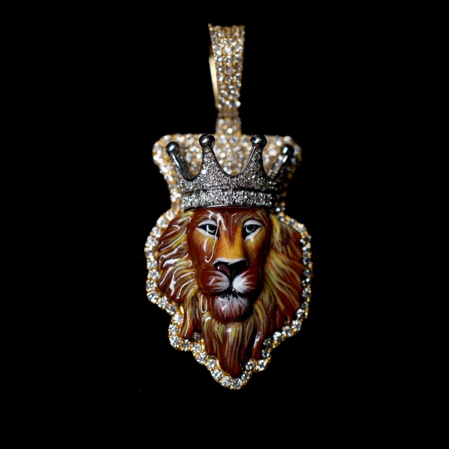 14k Natural Diamond Tiger Pendant 1.65ctw