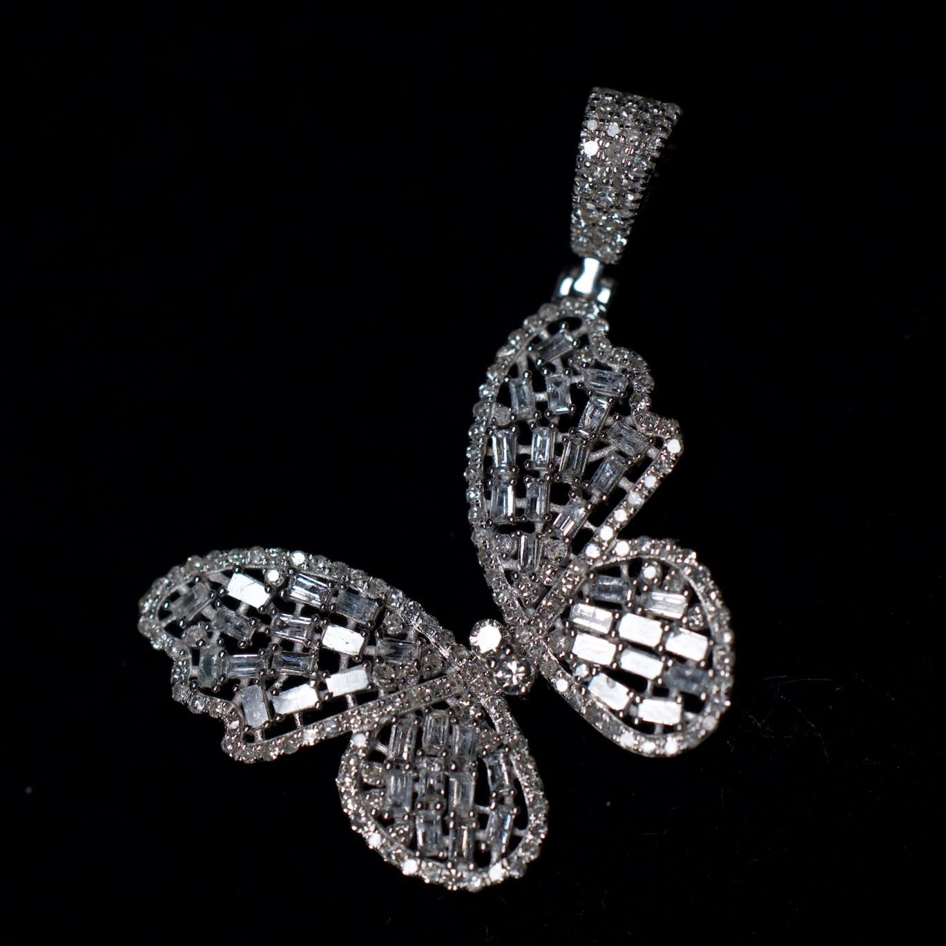 14k Natural Diamond Butterfly Pendant 1.12ctw