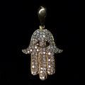 14k Natural Diamond Hamsa Pendant .3ctw