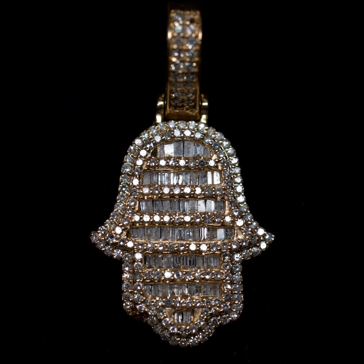 14k Natural Diamond Hamsa Pendant 1.4ctw
