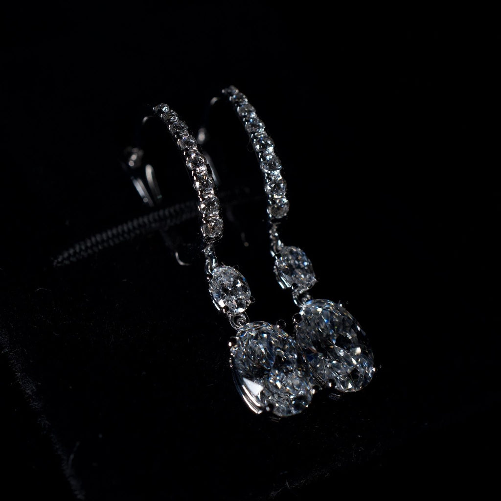 14K Lab Oval Diamond Drop Earrings 3ctw