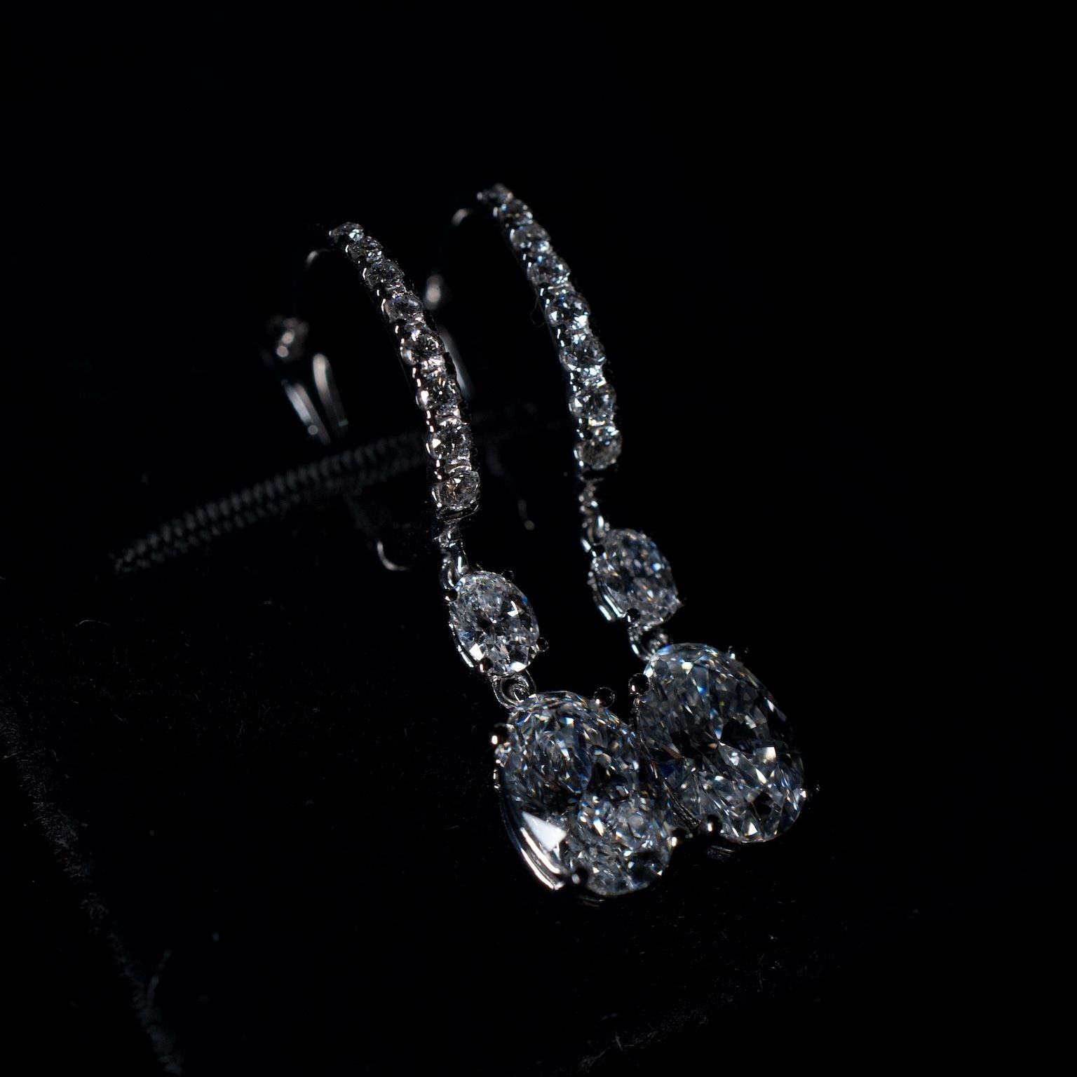 14K Lab Oval Diamond Drop Earrings 3ctw
