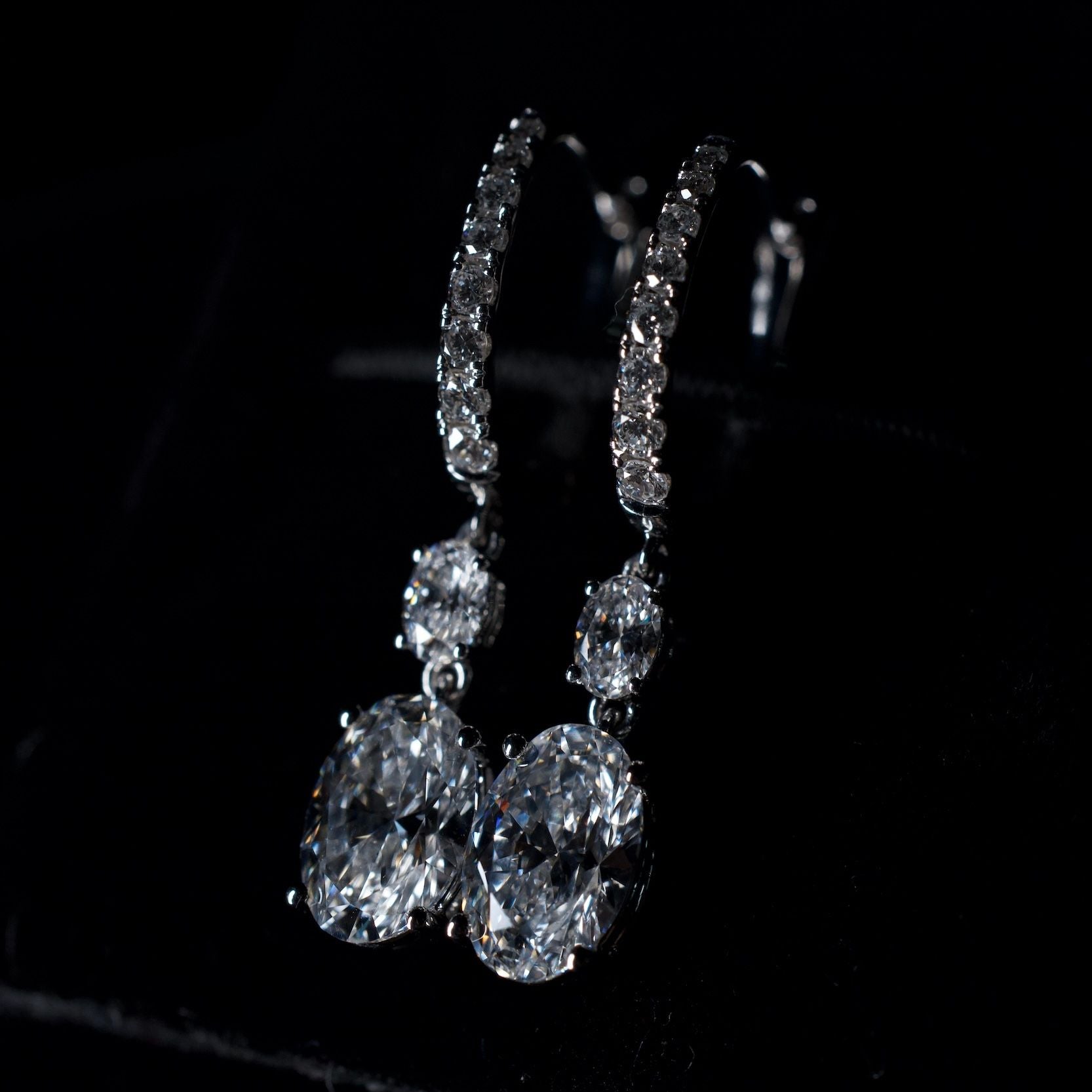 14K Lab Oval Diamond Drop Earrings 3ctw