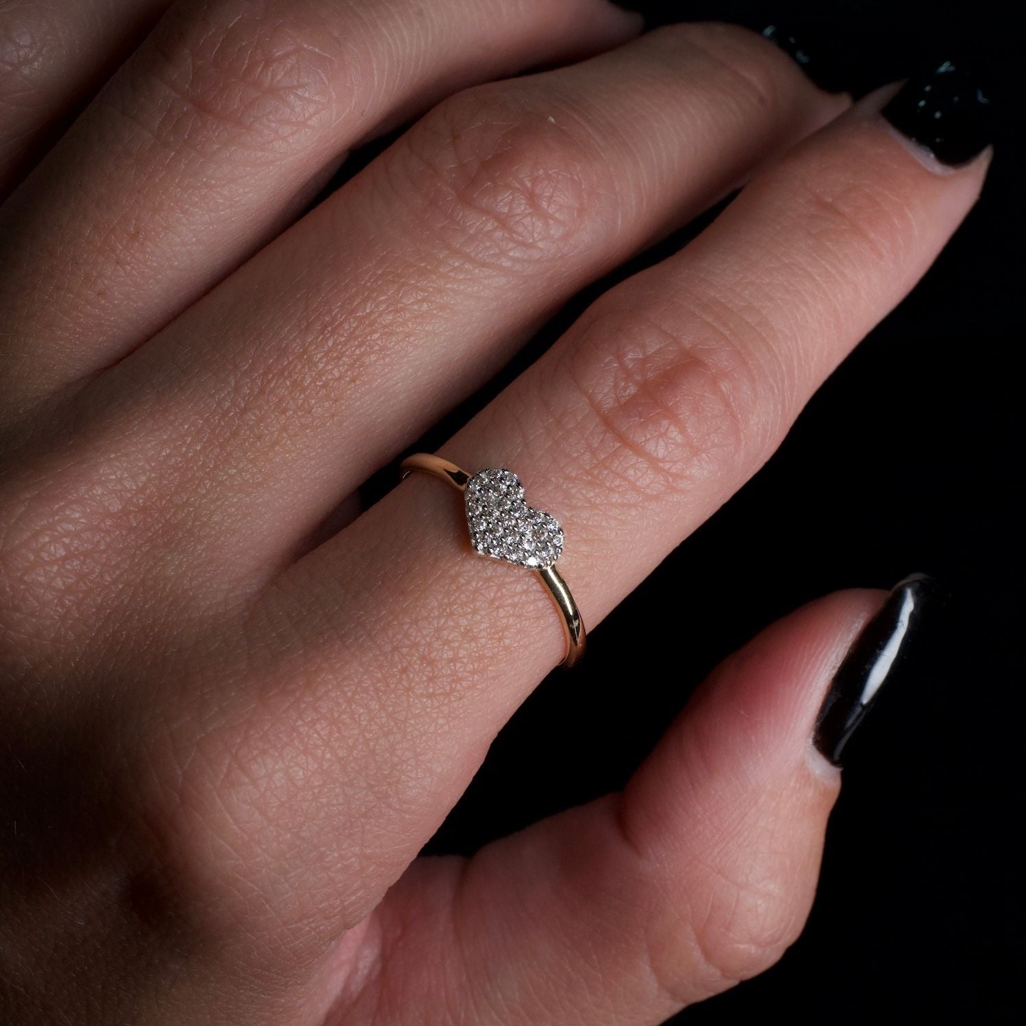 14K Diamond Heart Ring