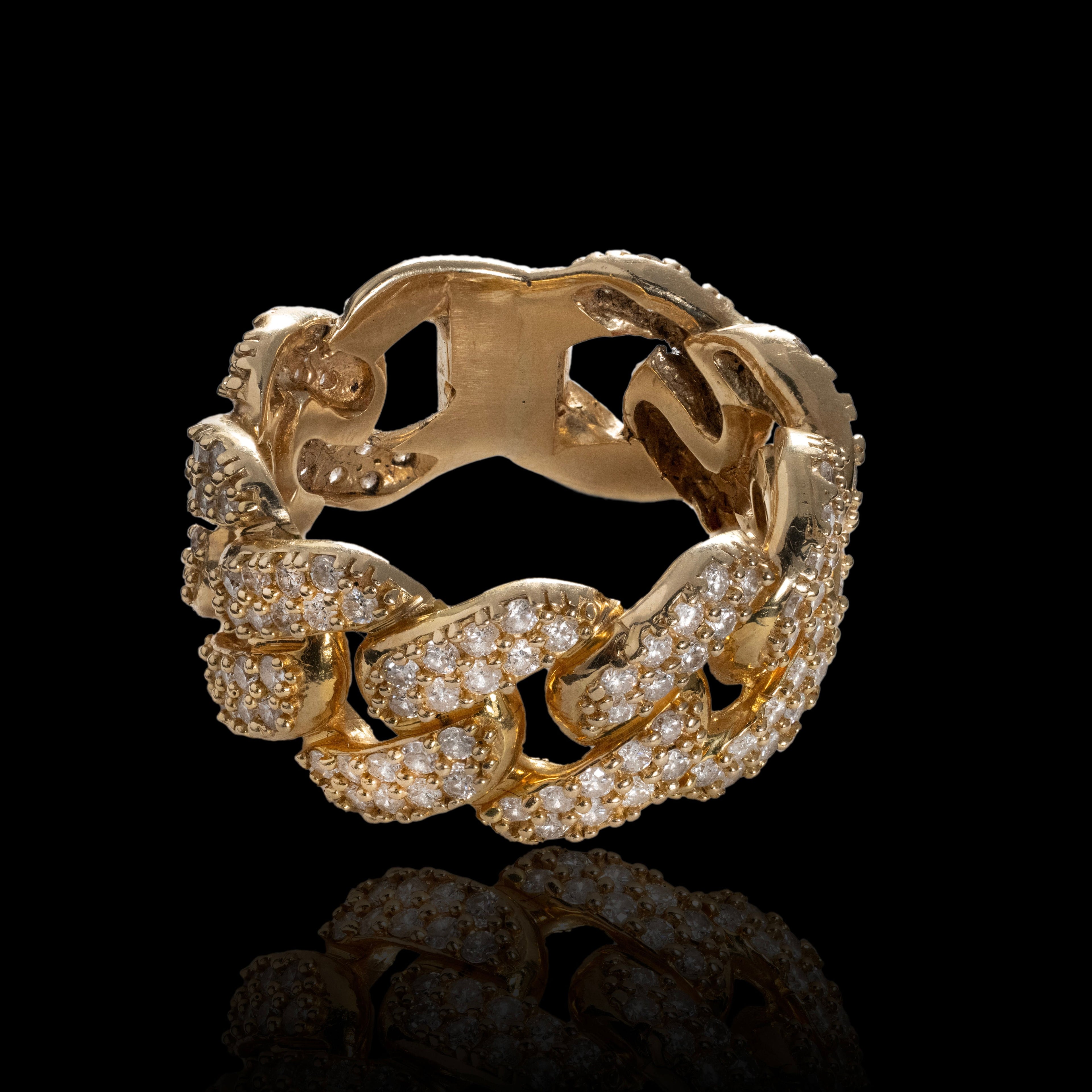 14K DIAMOND CUBAN RING